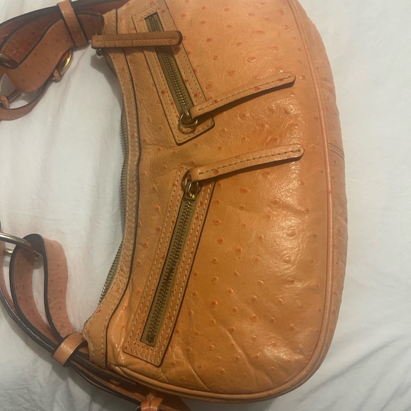 Dooney & Bourke Tan Ostrich-Embossed Shoulder Bag - Picture 4 of 15